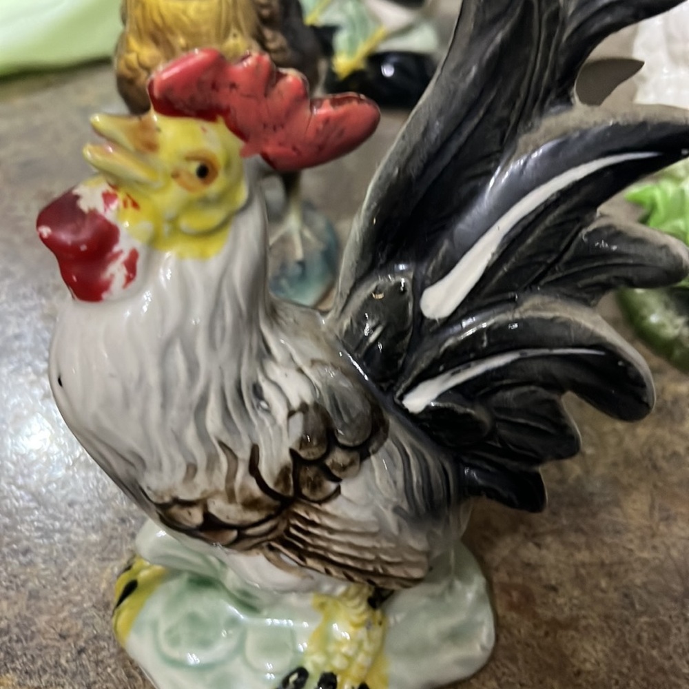 Antique Japanese Rooster Sculptures Set of Two - Picture 6 of 6